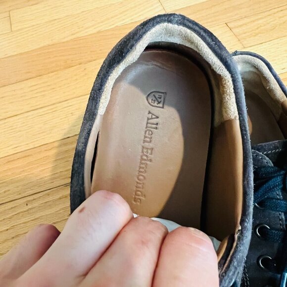 Allen Edmonds Mens Porter Derby Sneaker Size 11 D Grey Suede Lace Up Shoe - Picture 5 of 16